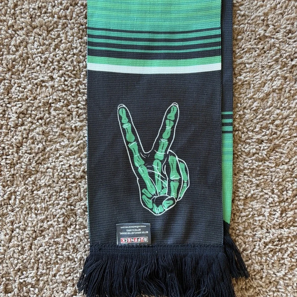Ruffneck LOS VERDES Austin FC Inaugural‎ Season Skull Soccer Scarf Green/Black